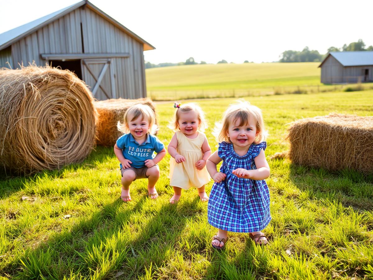 Children enjoying outdoor farm activities